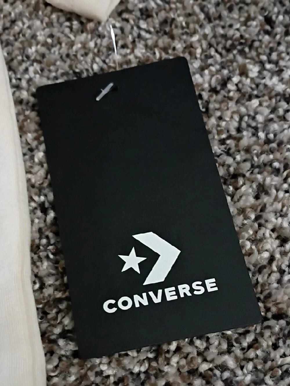 Converse Cream Short-Sleeve Tee with Light Blue Logo